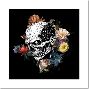 Skull and Flowers Posters and Art